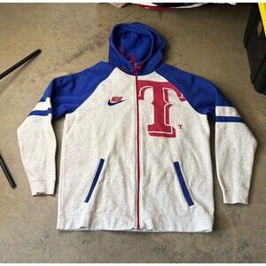 Texas Rangers Nike Red Grey and Blue Full Zip Jacket  MLB Size 2XL